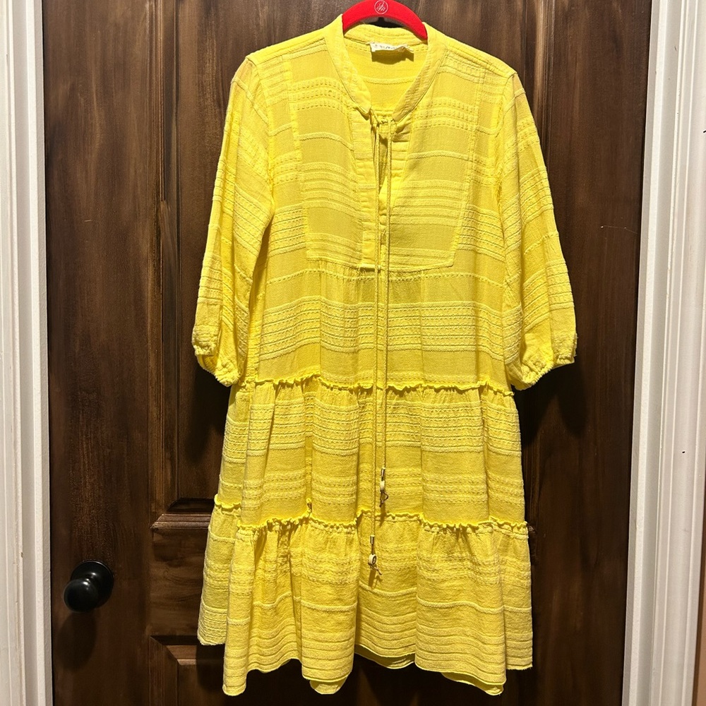 Cute & comfy bright yellow tiered dress.